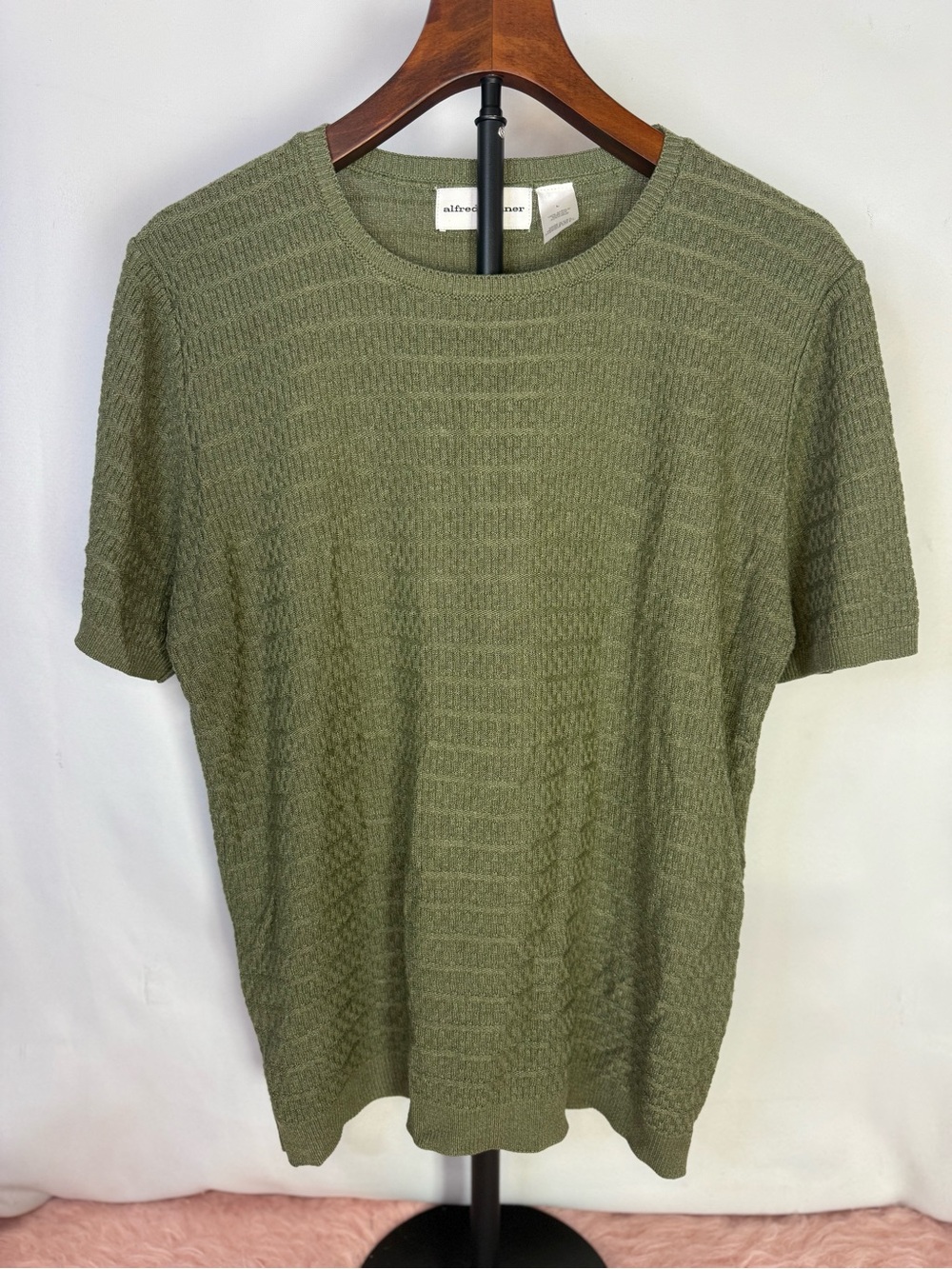 Alfred Dunner - Olive Green Knit Short Sleeve Shirt - Size L